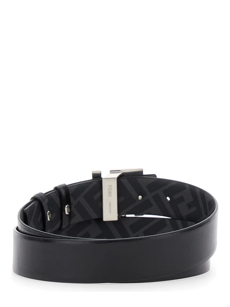 Black Reversible Belt with FF Logo Buckle in Leather Man alternative