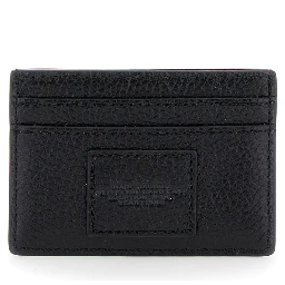 Black Card-Holder with Embossed Logo in Leather Woman