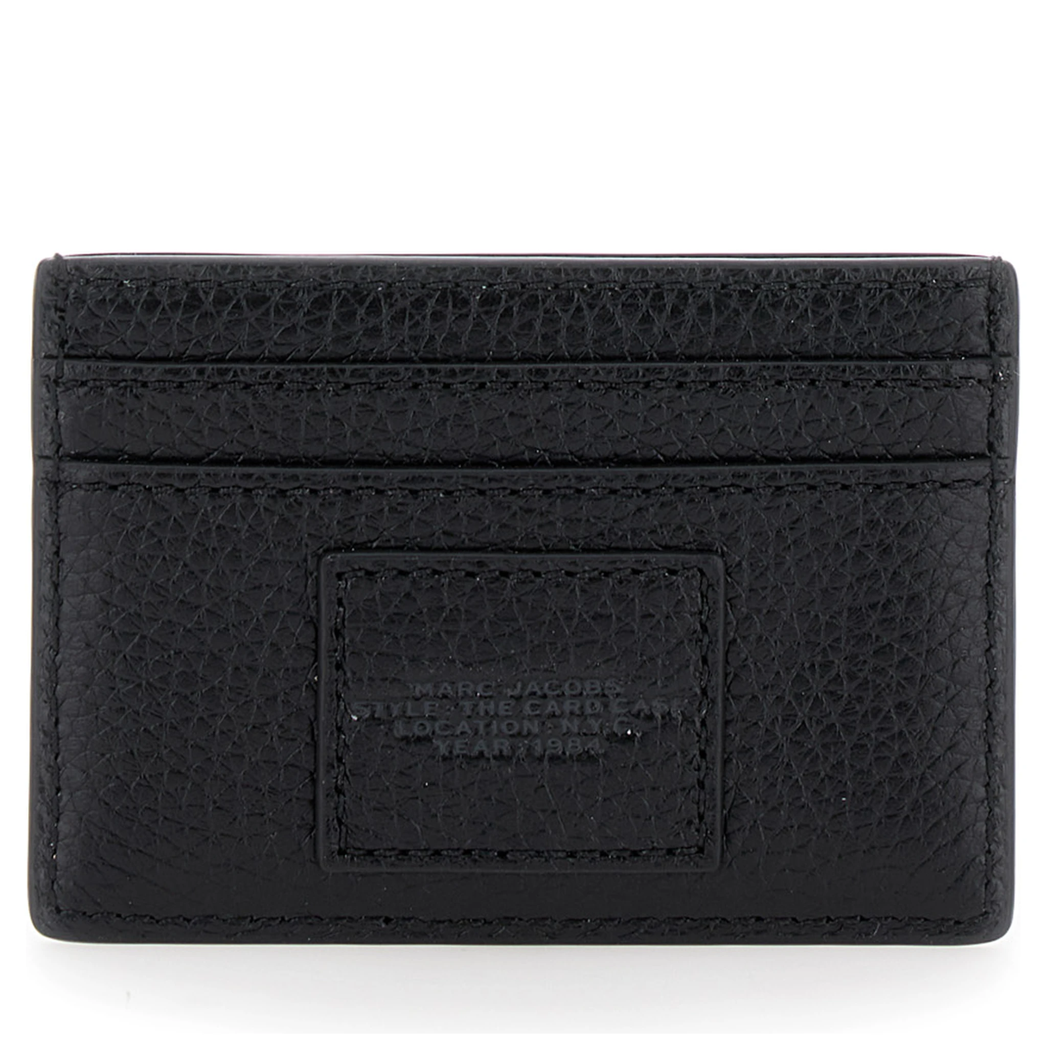 Black Card-Holder with Embossed Logo in Leather Woman