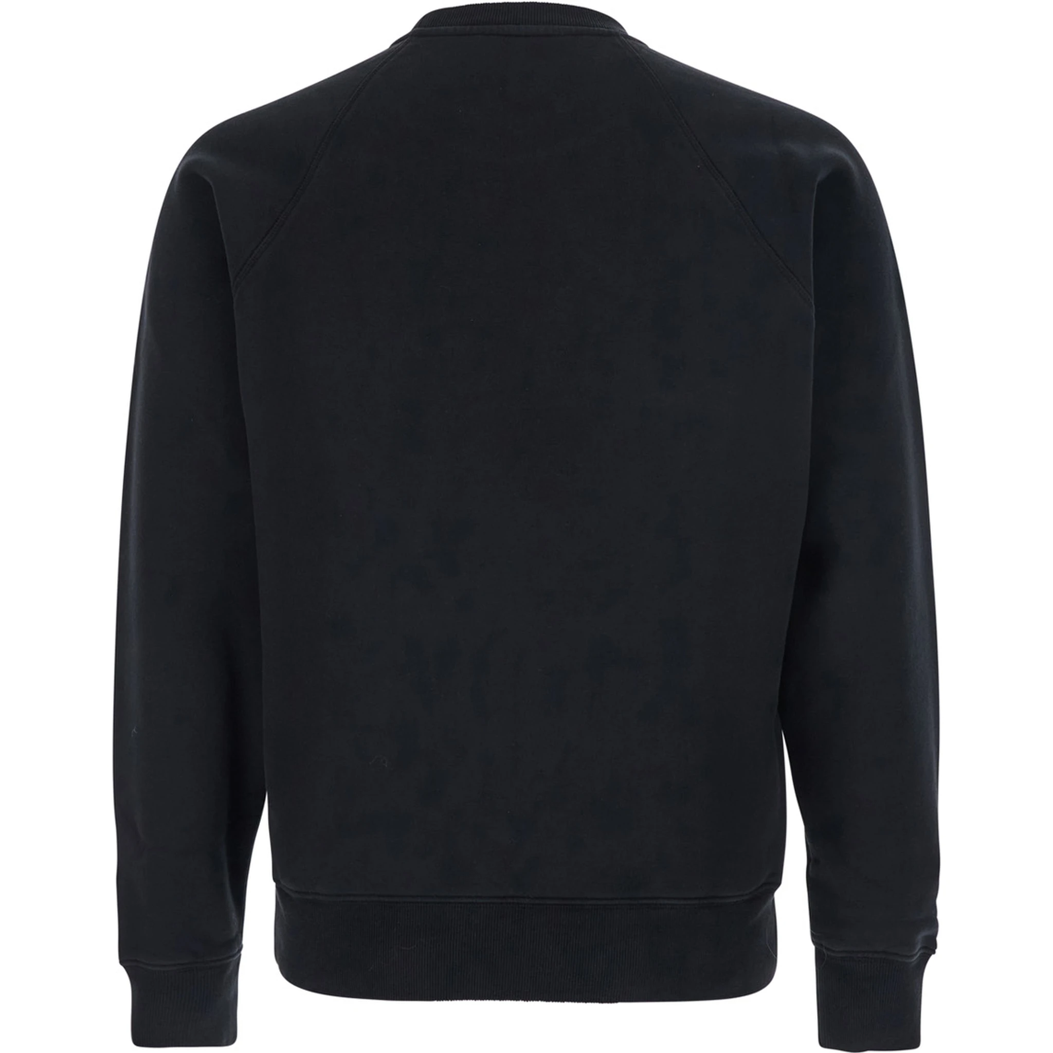 Black Crewneck Sweatshirt with Logo Patch on the Front in Cotton Man