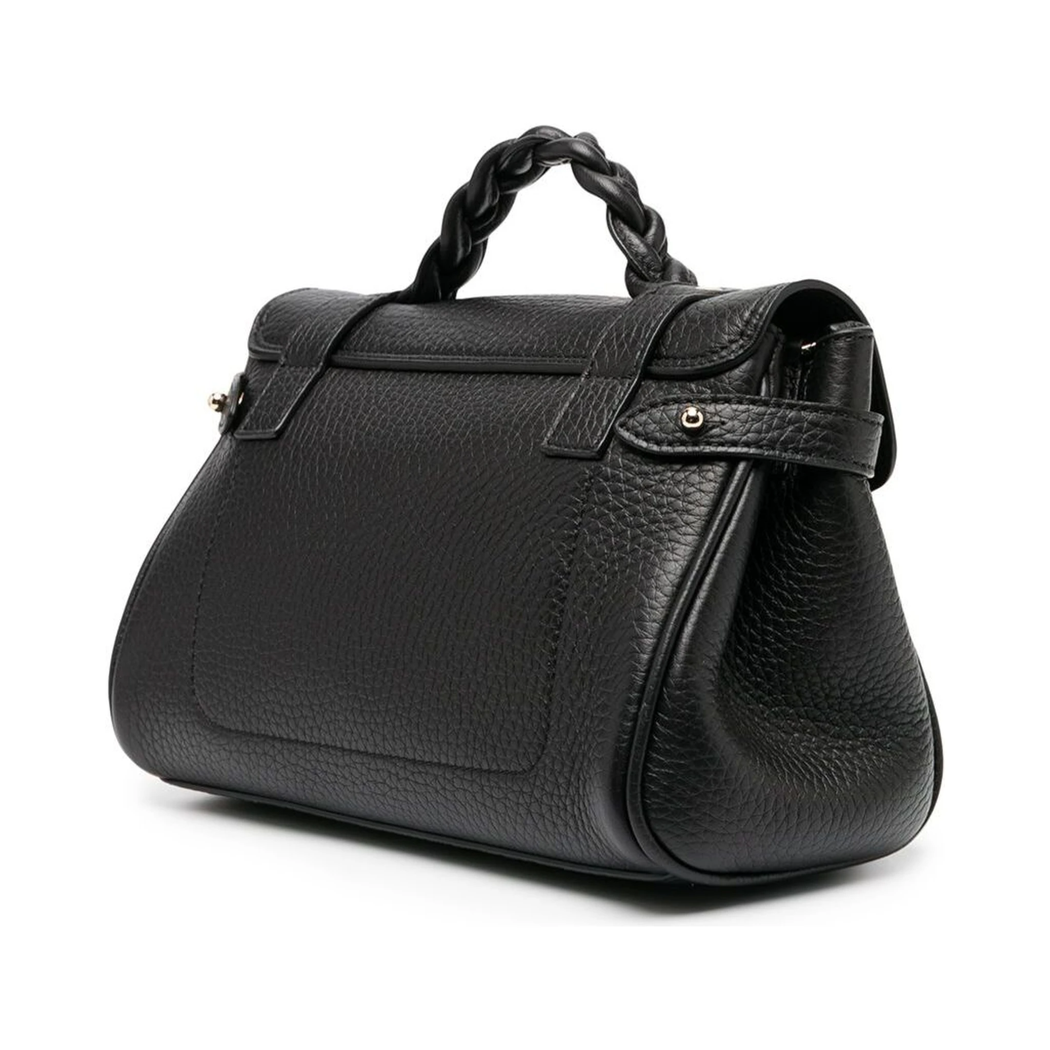 حقيبة يد صغيرة سوداء من أليكسا، مزودة بحزام كتف قابل للتعديل والإزالة ومقبض مضفر من الجلد المحبب للنساء