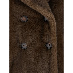 Laura Brown Double-Breasted Jacket with Wide Notched Revers in Ecofur Woman