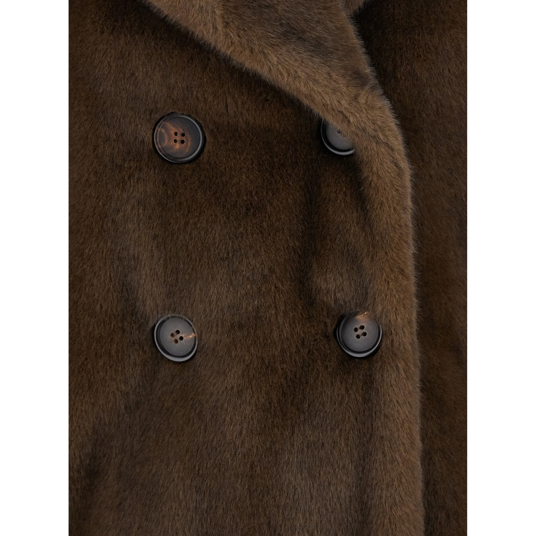 Laura Brown Double-Breasted Jacket with Wide Notched Revers in Ecofur Woman