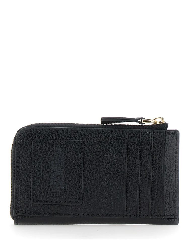 Black Wallet with Logo Detail and Snap Hook in Grained Leather Woman alternative