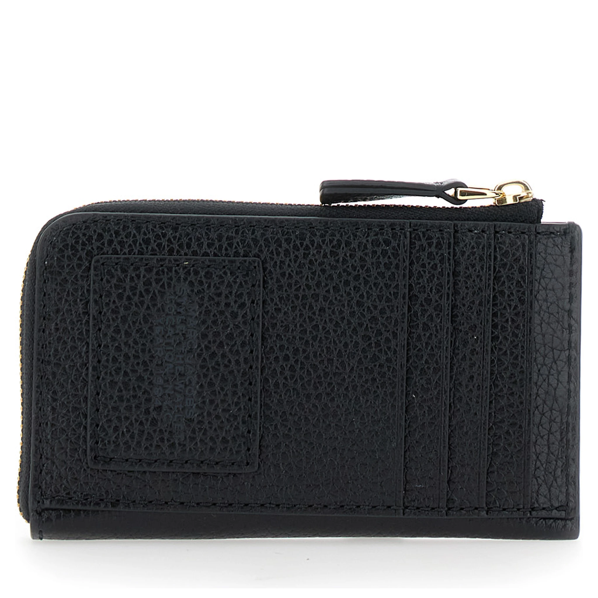 Black Wallet with Logo Detail and Snap Hook in Grained Leather Woman