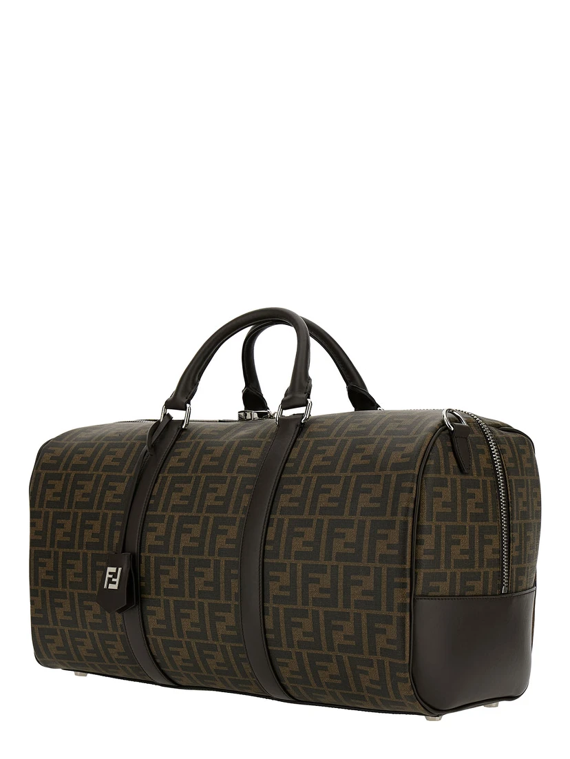 Large Duffle Brown Travel Bag with FF Motif in Fabric Man