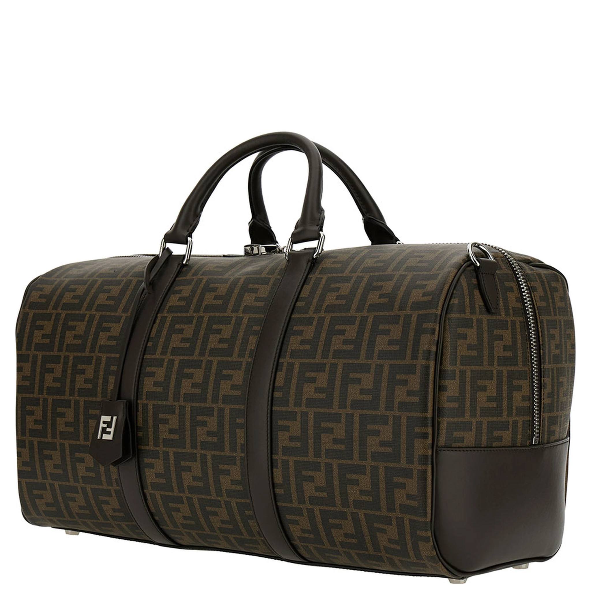 Large Duffle Brown Travel Bag with FF Motif in Fabric Man