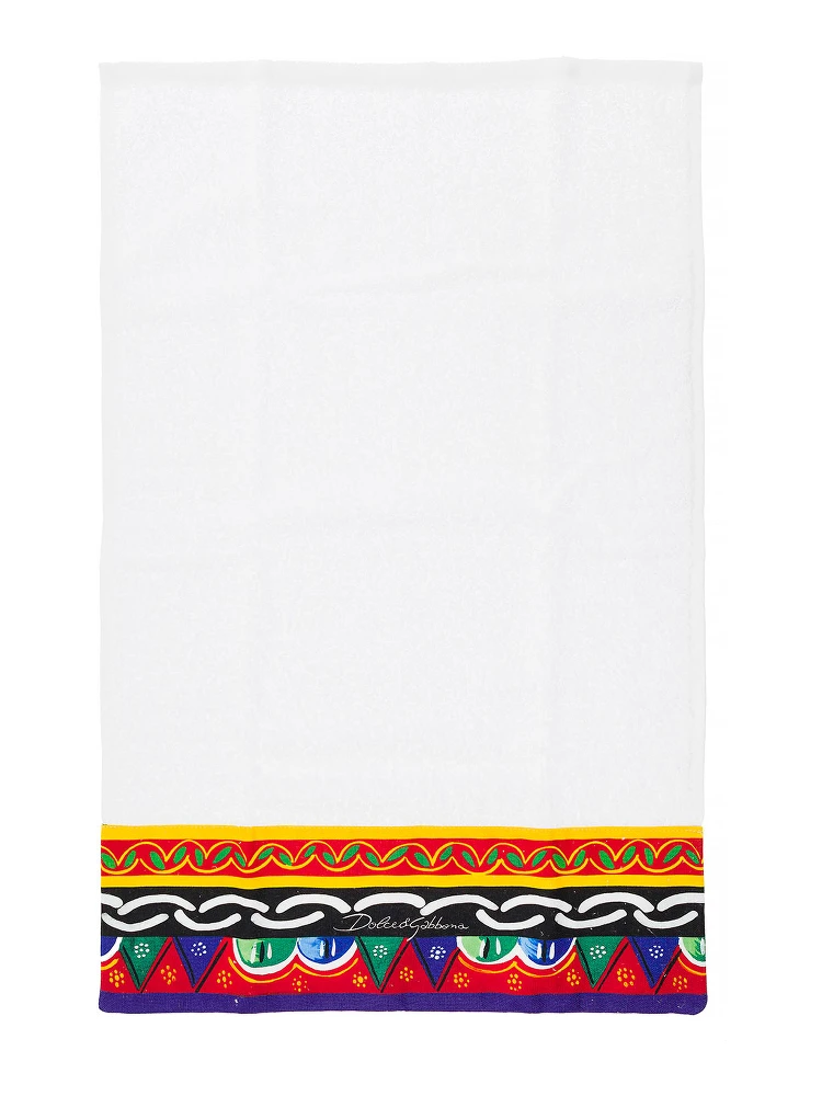 Set of 5 Multicolor Towels with Carretto Siciliano Print in Cotton Dolce & Gabbana alternative