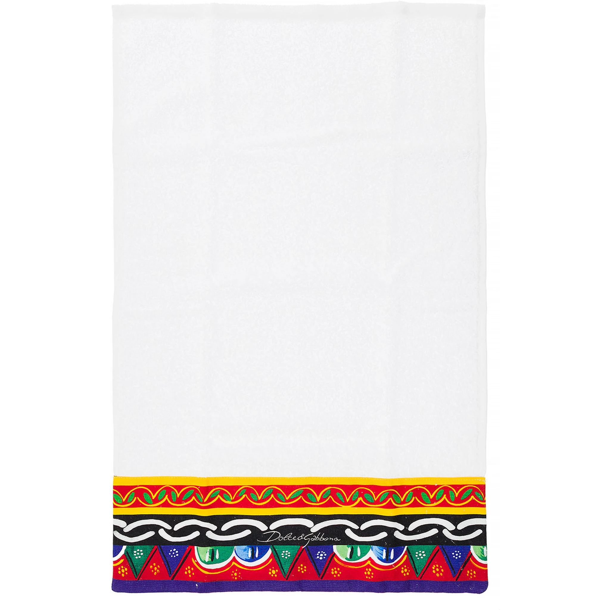 Set of 5 Multicolor Towels with Carretto Siciliano Print in Cotton Dolce & Gabbana