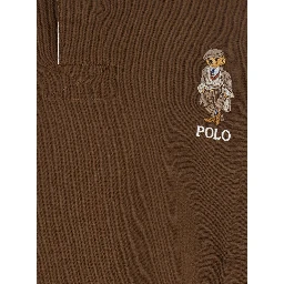 "Classic Fit" Brown Polo Shirt with Corduroy Collar and Logo Embroidery on the Front in Cotton Man