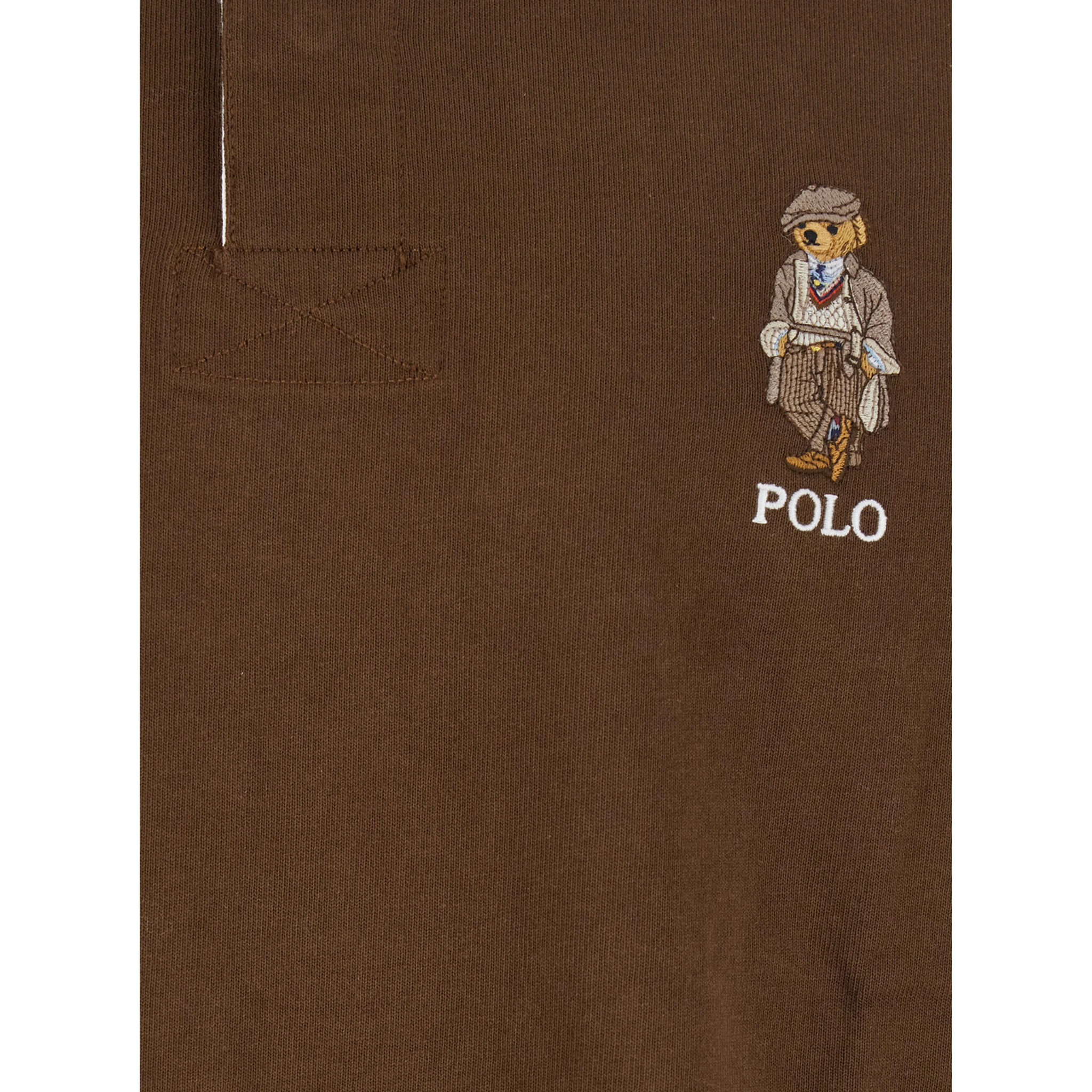 "Classic Fit" Brown Polo Shirt with Corduroy Collar and Logo Embroidery on the Front in Cotton Man