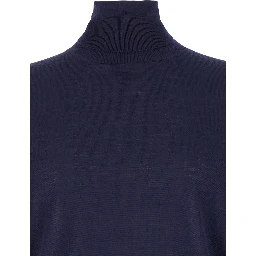 كنزة صوفية زرقاء داكنة برقبة عالية وحواف مضلعة من تصميم غاودنزي للرجال