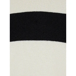 White Sweater with Contrasting Stripe in Cotton Blend Woman