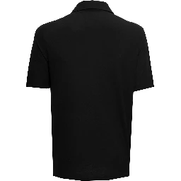 Gaudenzi Mans Black Cotton Polo Shirt