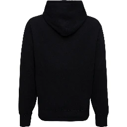 Black Cotton Hoodie with Logo
