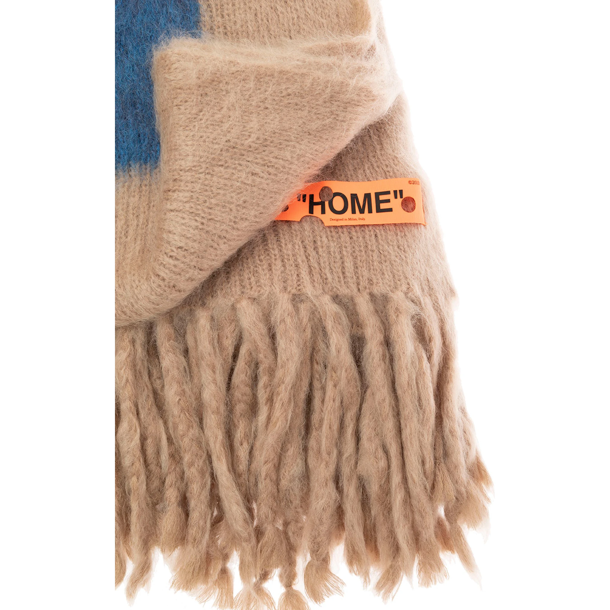 Beige Mohair Blanket with Arrow print Off White Home