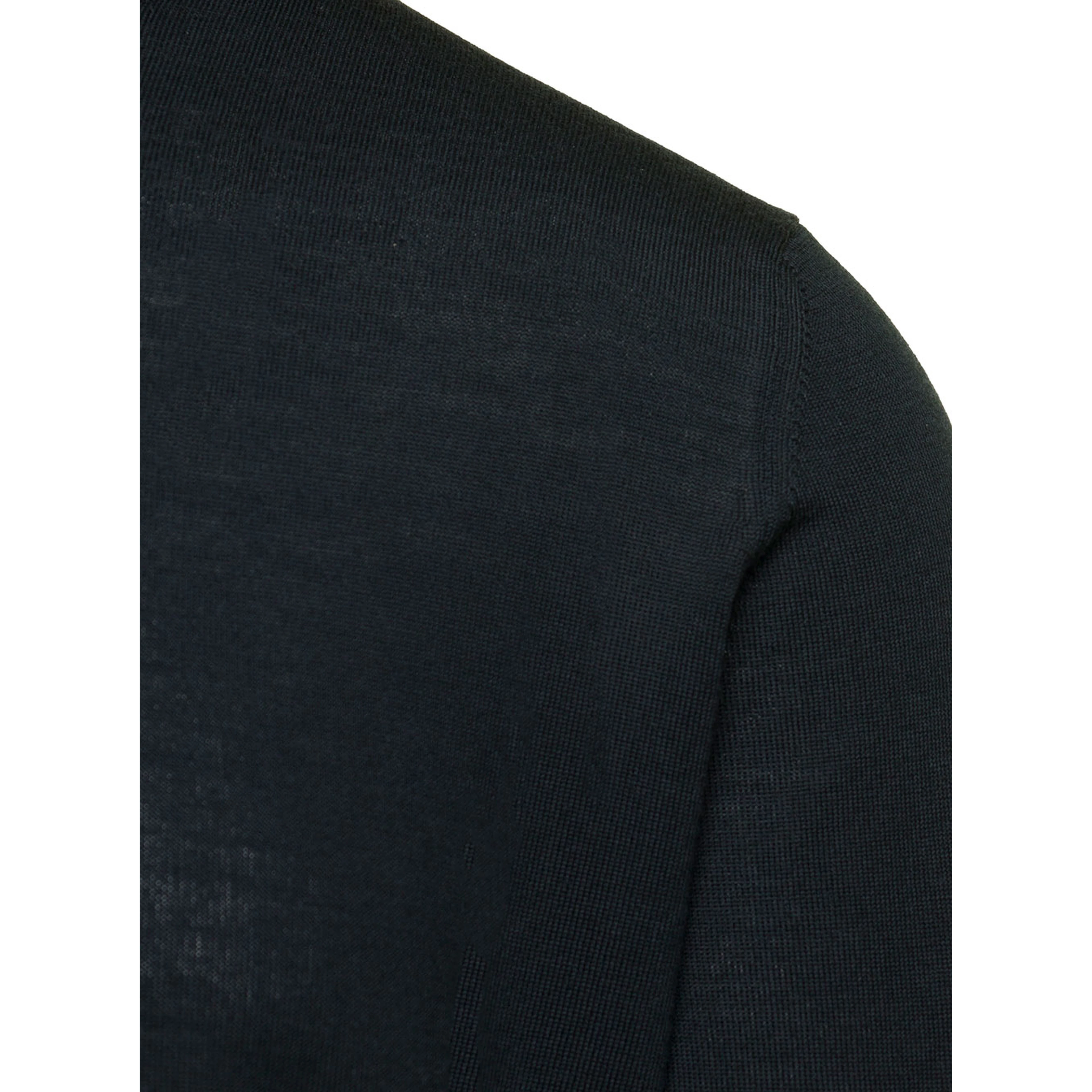 Black Turtleneck with Roll-Collar in Wool Man Gaudenzi
