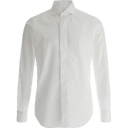 White Shirt with Classic Collar in Cotton Man