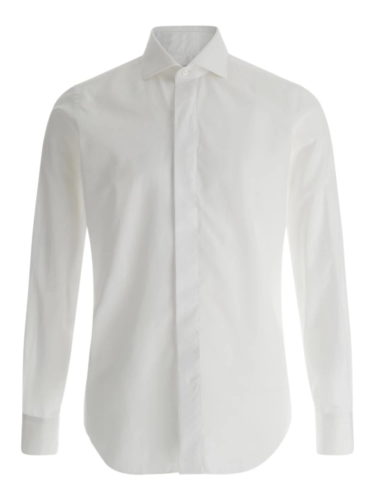 White Shirt with Classic Collar in Cotton Man