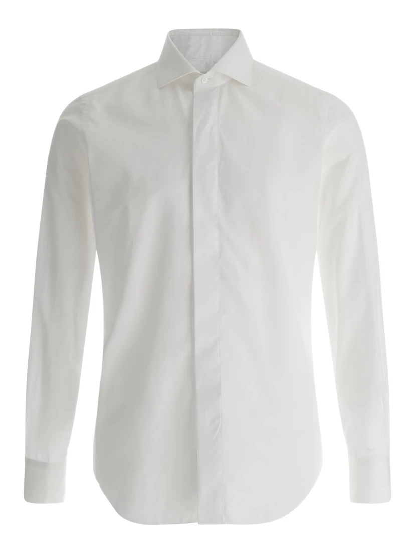White Shirt with Classic Collar in Cotton Man