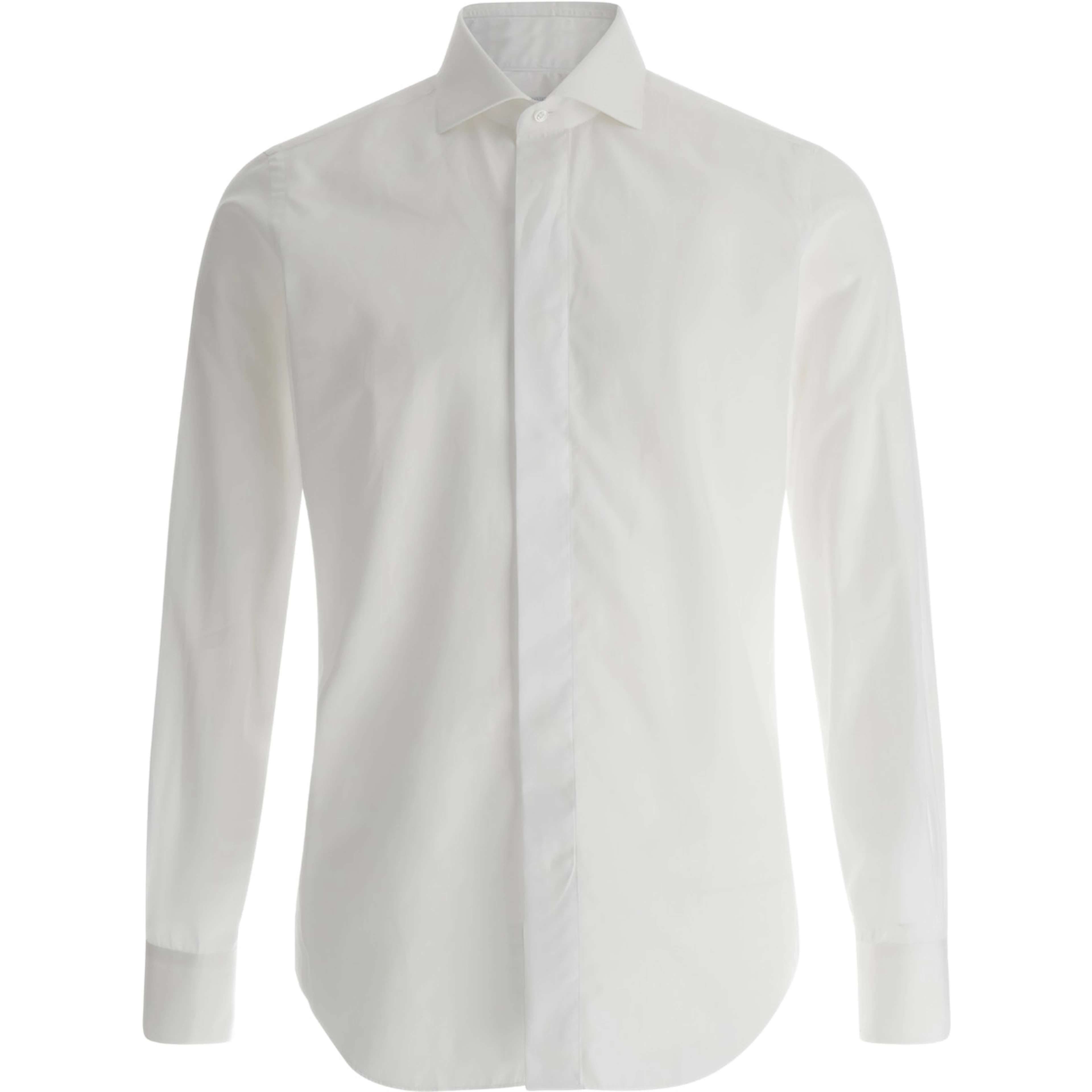 White Shirt with Classic Collar in Cotton Man