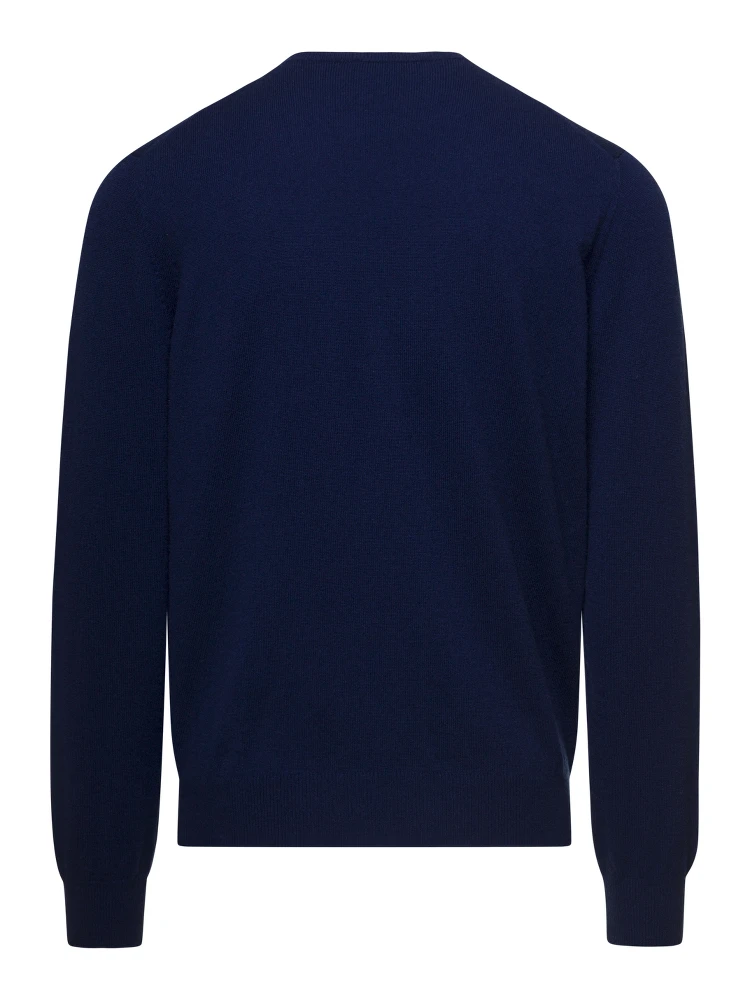 Blue Crewneck Sweater with Long Sleeves in Cashmere Man Gaudenzi alternative