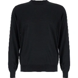 Black Crewneck Sweater in Wool and Cashmere Man