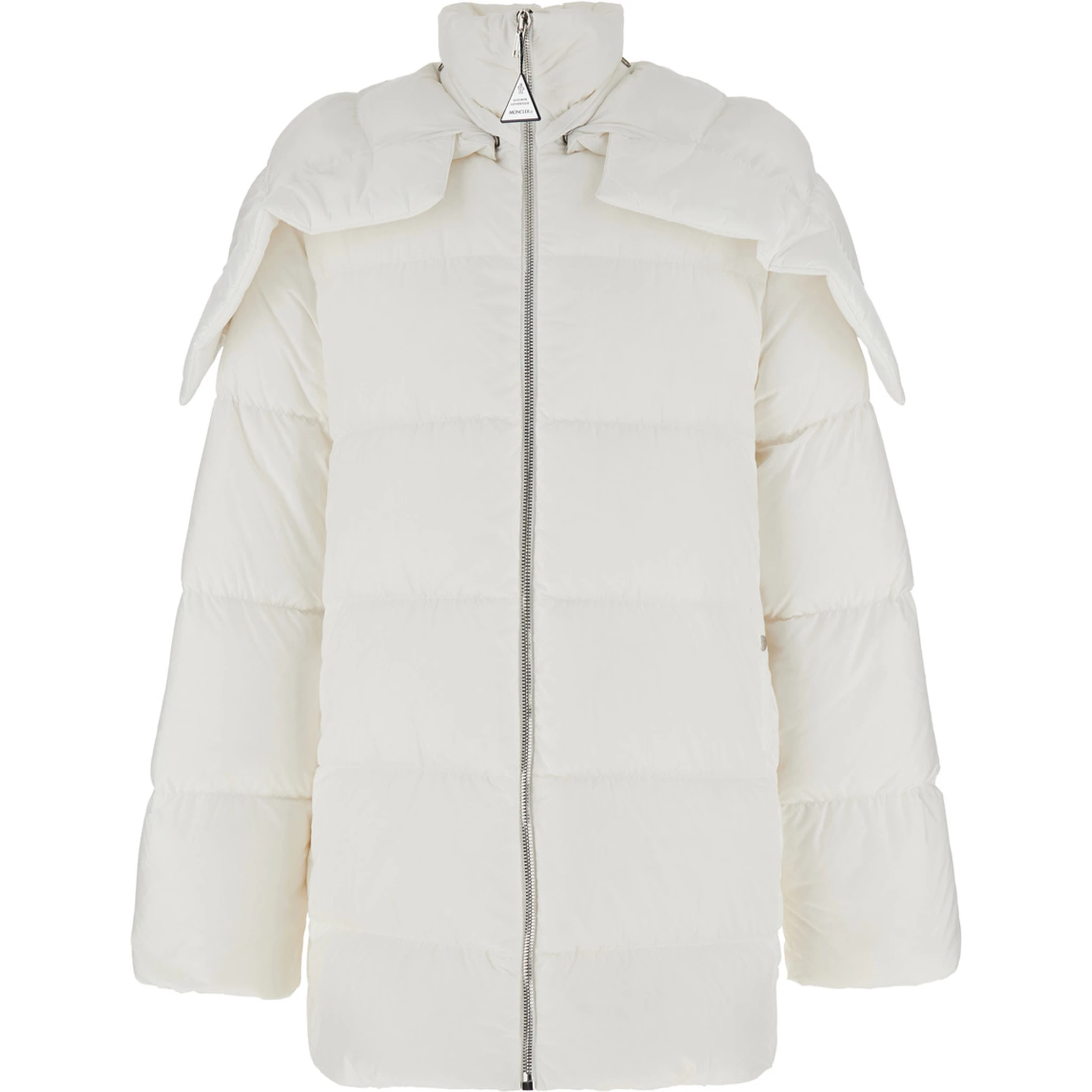 Cyclopic White Down Jacket with Removable Hood and Logo Patch in Tech Fabric Man