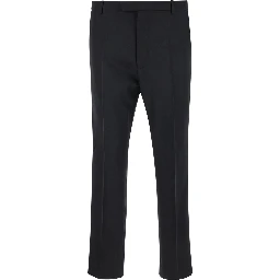 بنطال رجالي أسود مصمم خصيصاً بشعار بنفس اللون من الصوف