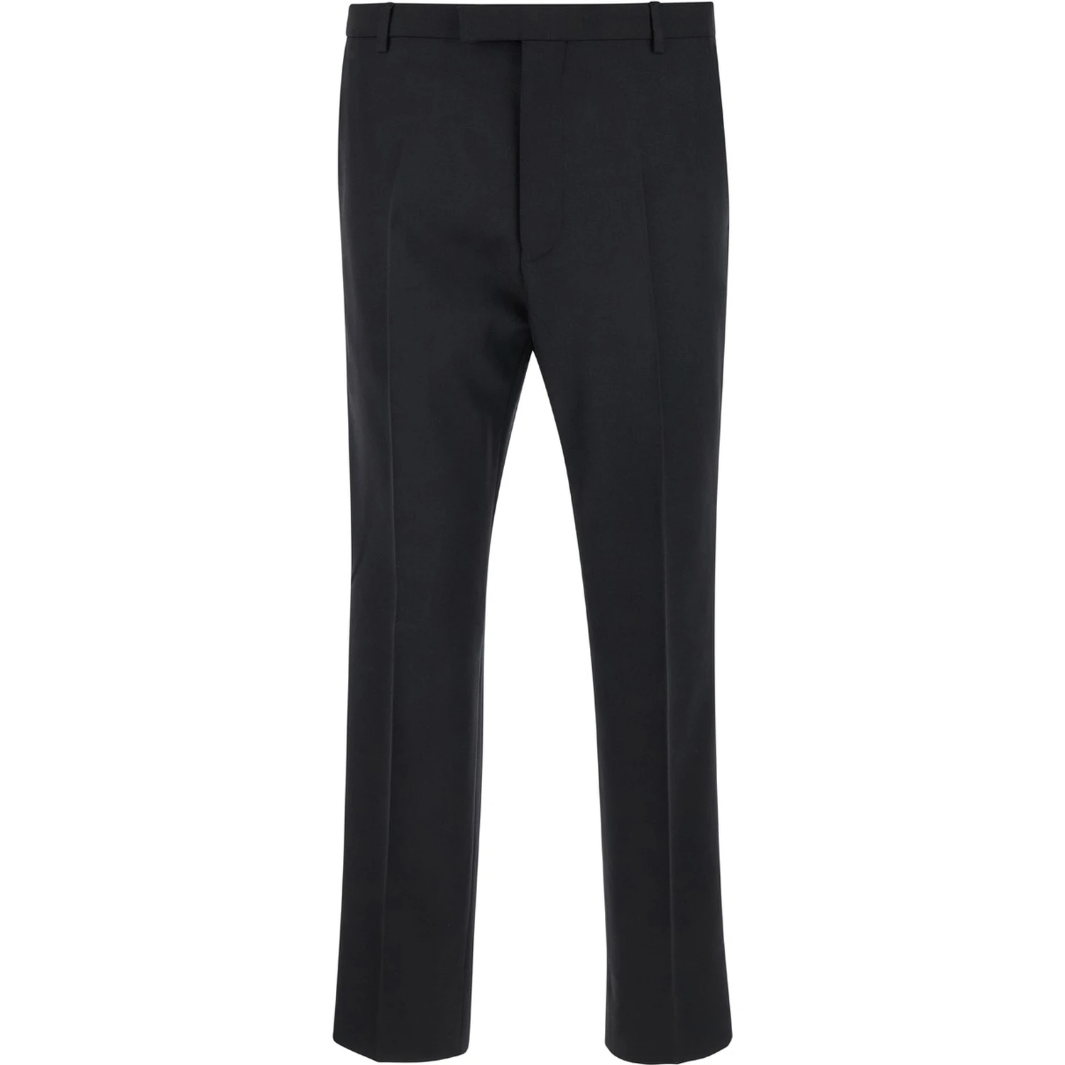 Black Tailored Pants with Tonal Logo Lettering in Wool Man