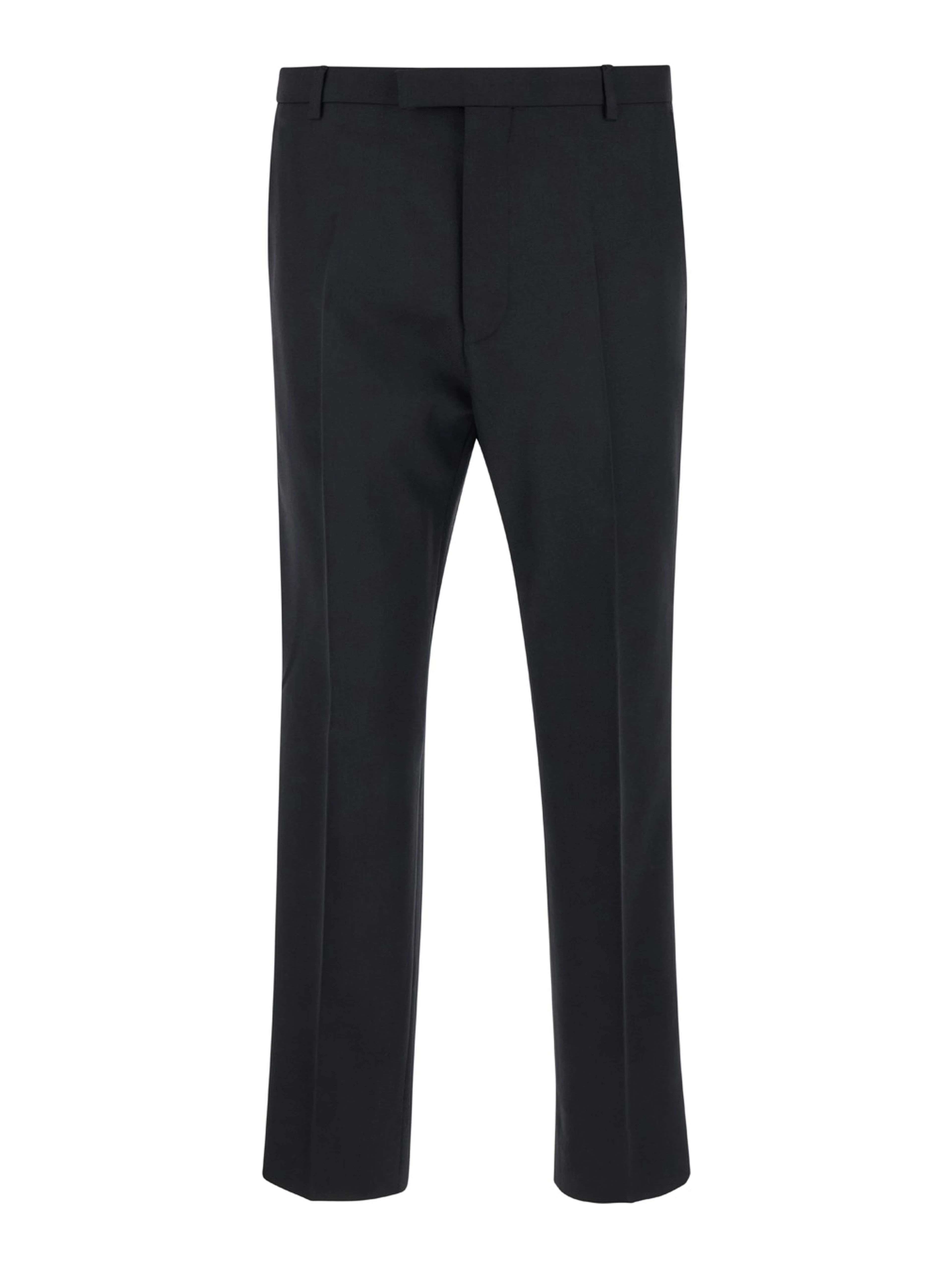 Black Tailored Pants with Tonal Logo Lettering in Wool Man