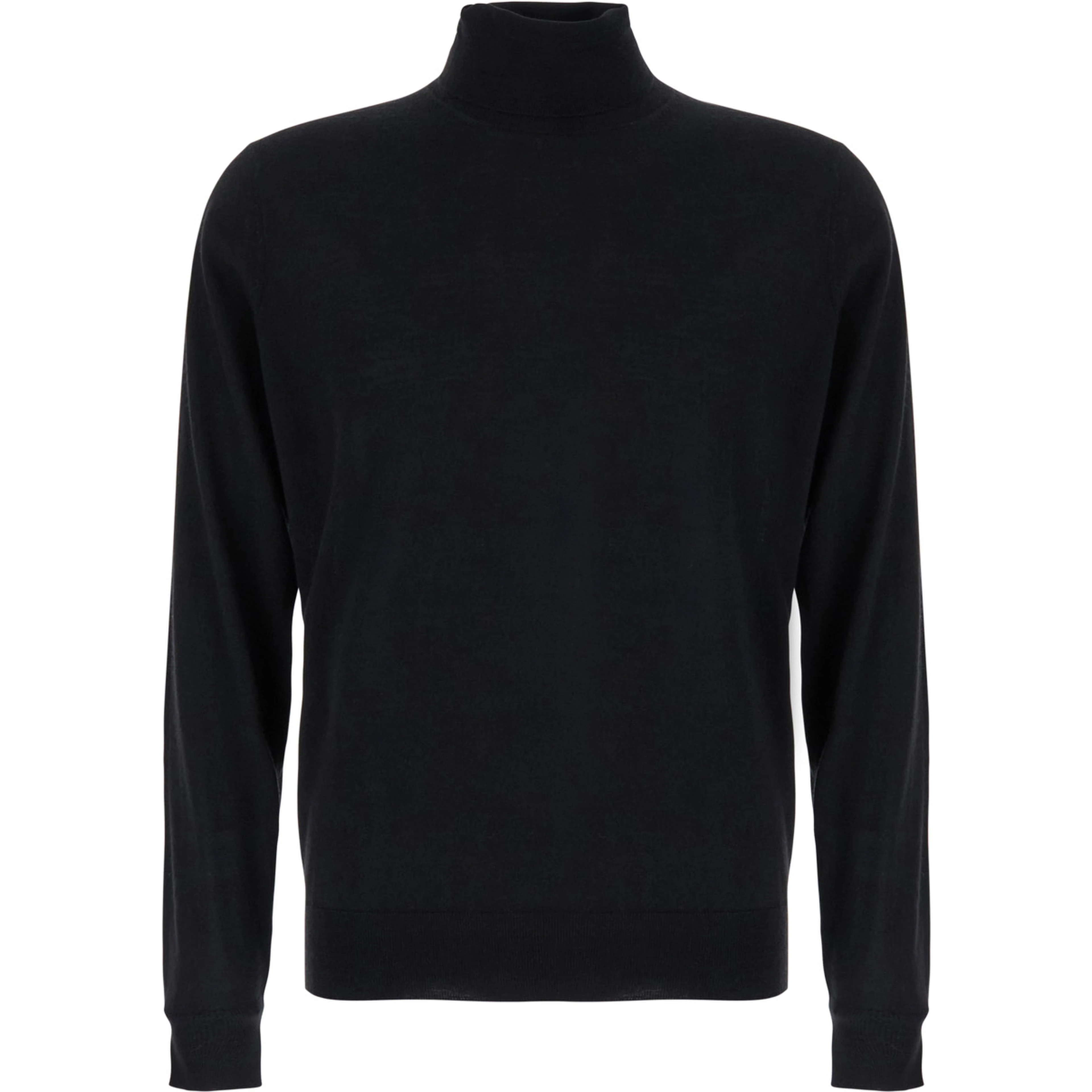 Black Turtleneck Sweater in Merino Wool and Silk Blend Man