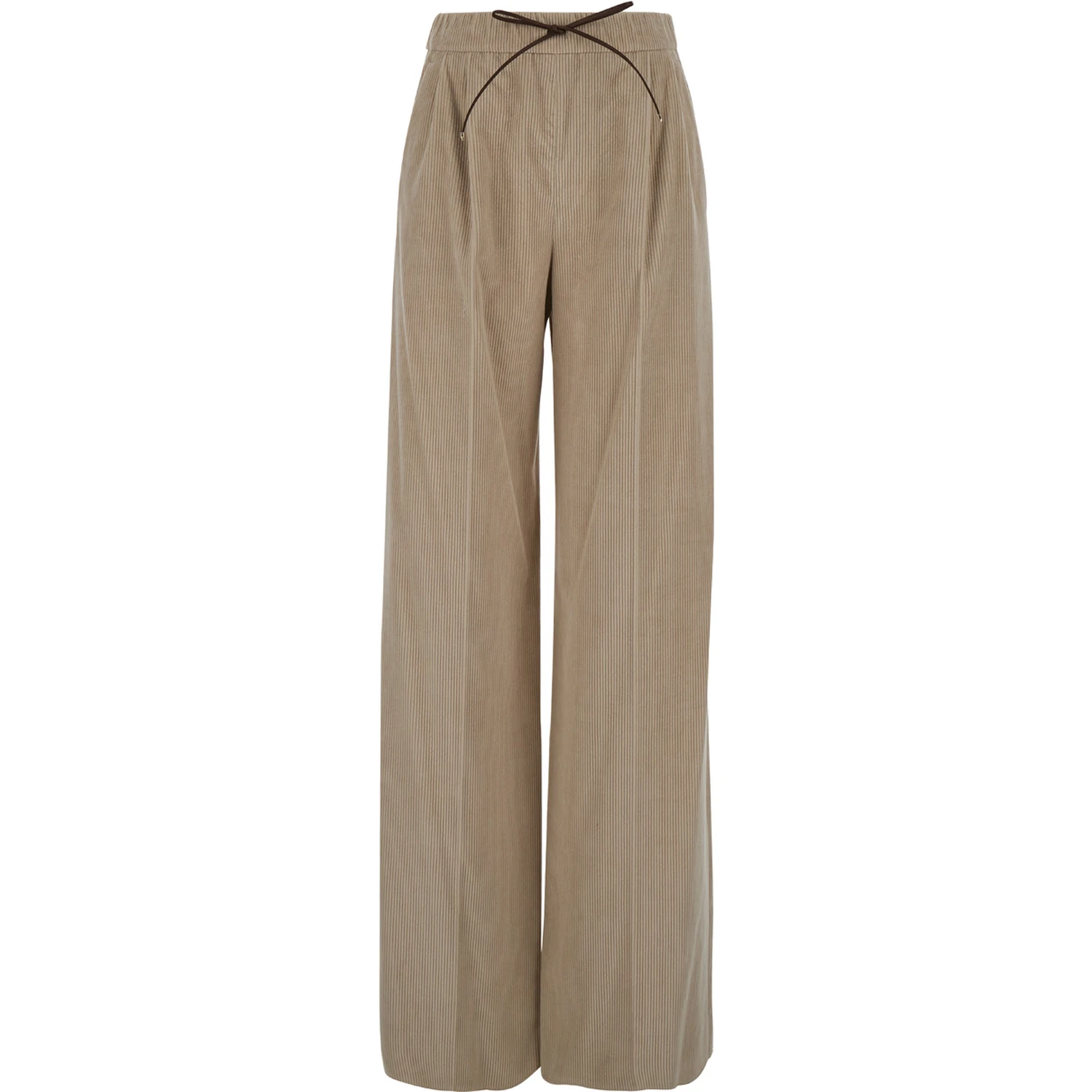 Lerici Beige Palazzo Pants with Drawstring in Corduroy Woman