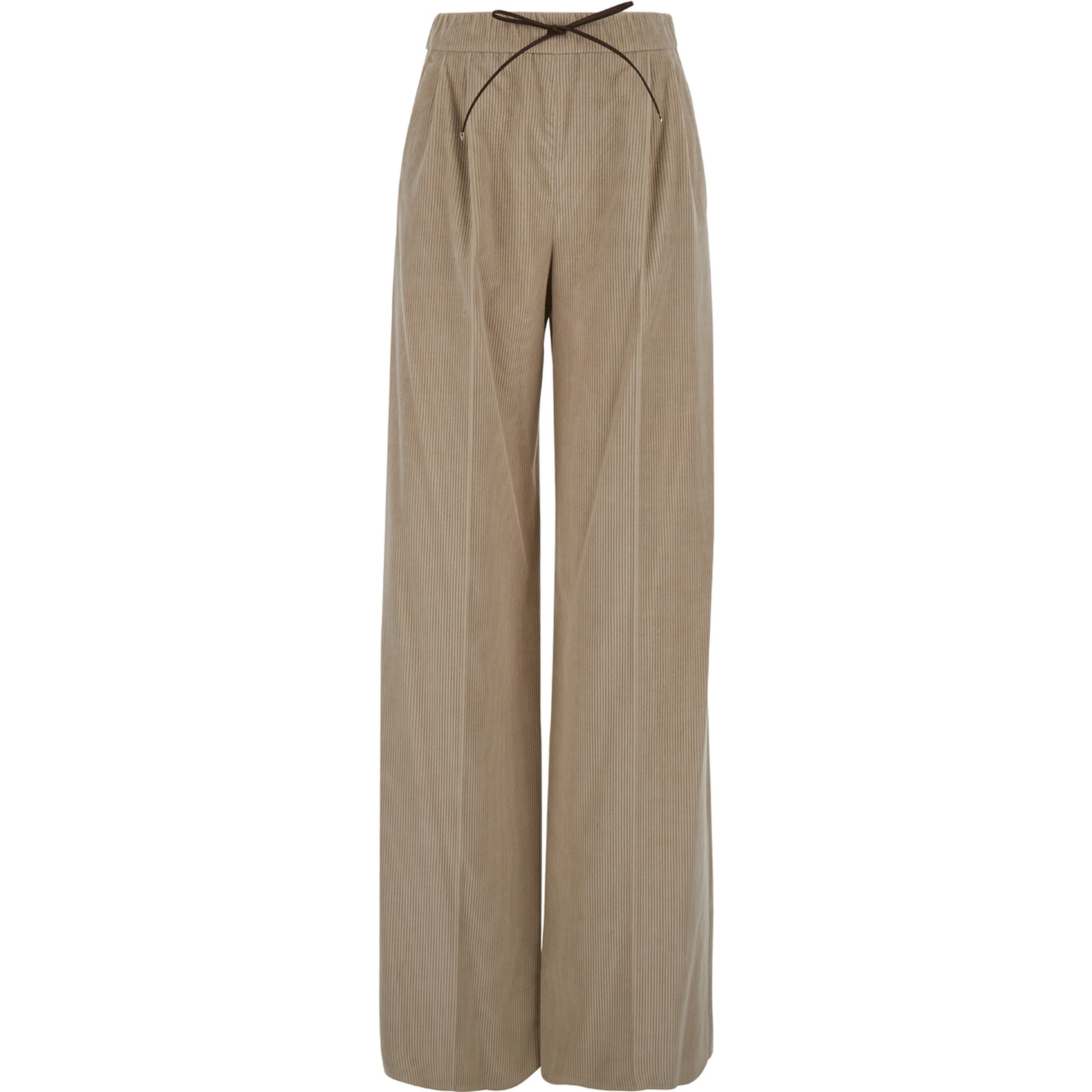 Lerici Beige Palazzo Pants with Drawstring in Corduroy Woman