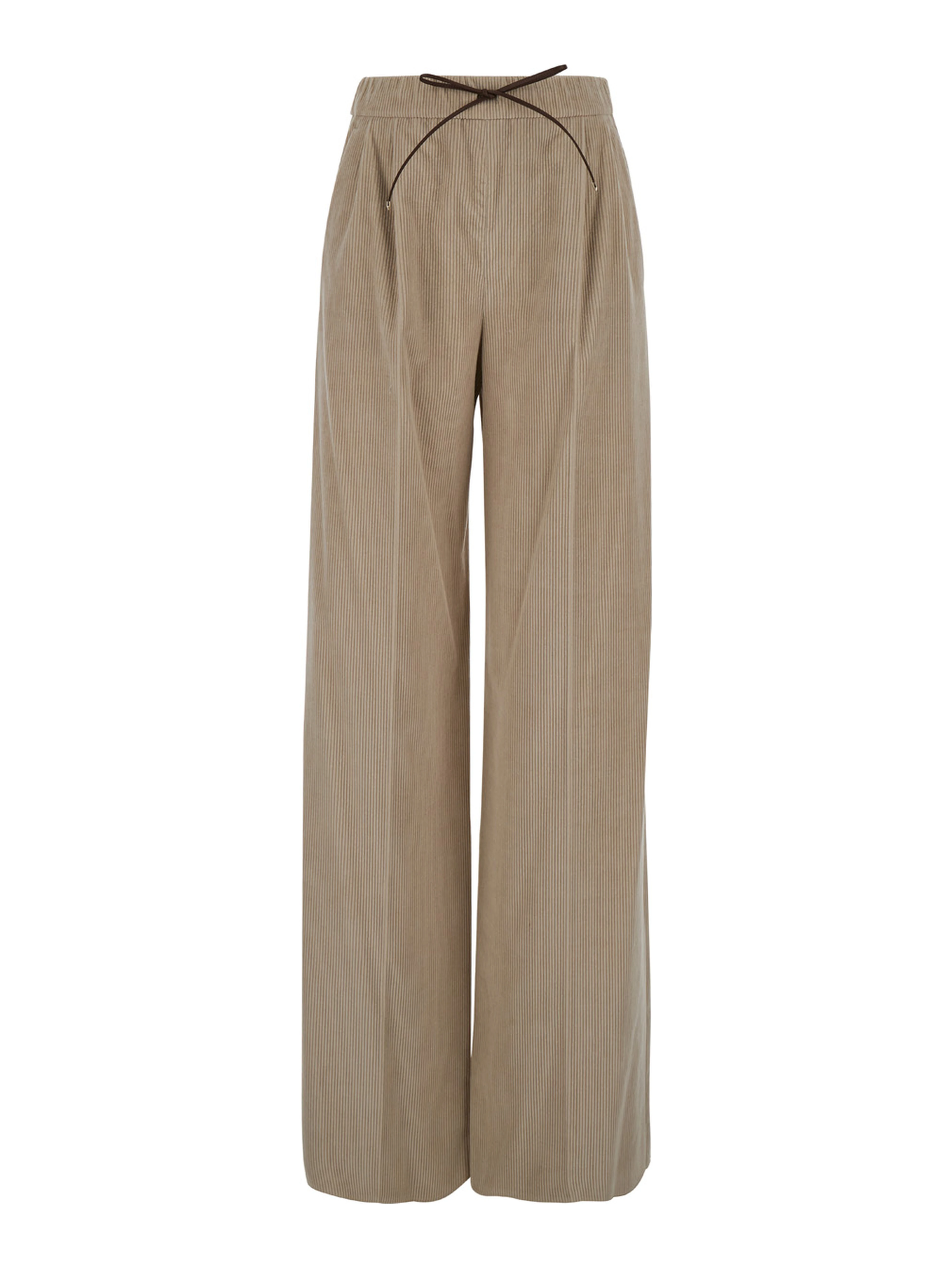 Lerici Beige Palazzo Pants with Drawstring in Corduroy Woman