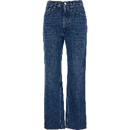 Classic Cut Blue Jeans with Logo Patch in Denim Woman