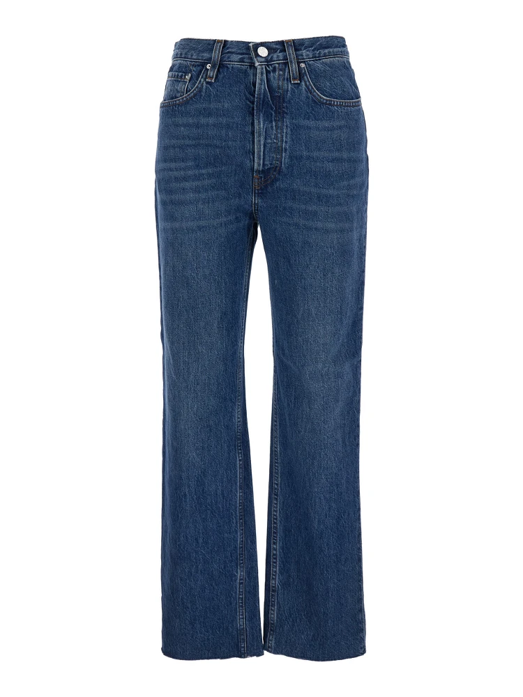Classic Cut Blue Jeans with Logo Patch in Denim Woman