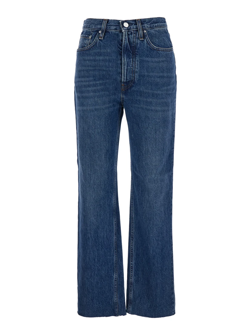 Classic Cut Blue Jeans with Logo Patch in Denim Woman