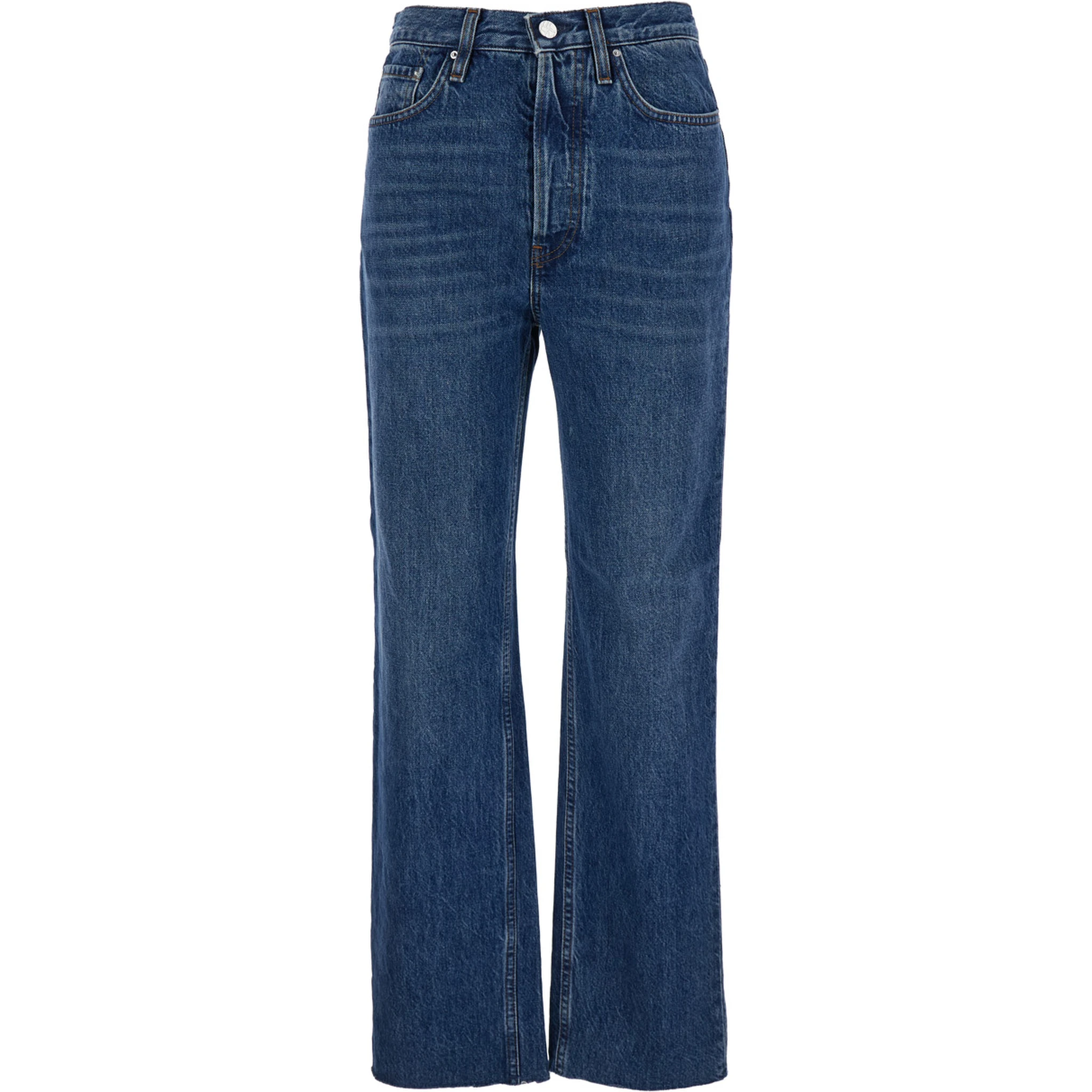Classic Cut Blue Jeans with Logo Patch in Denim Woman