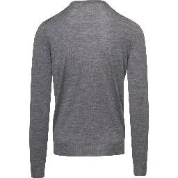 Grey Crewneck Sweater with Long Sleeves in Cashmere Man Gaudenzi