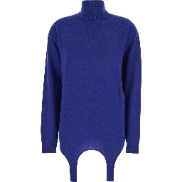 Blue Garter Turtleneck Sweater in Cashmere Woman