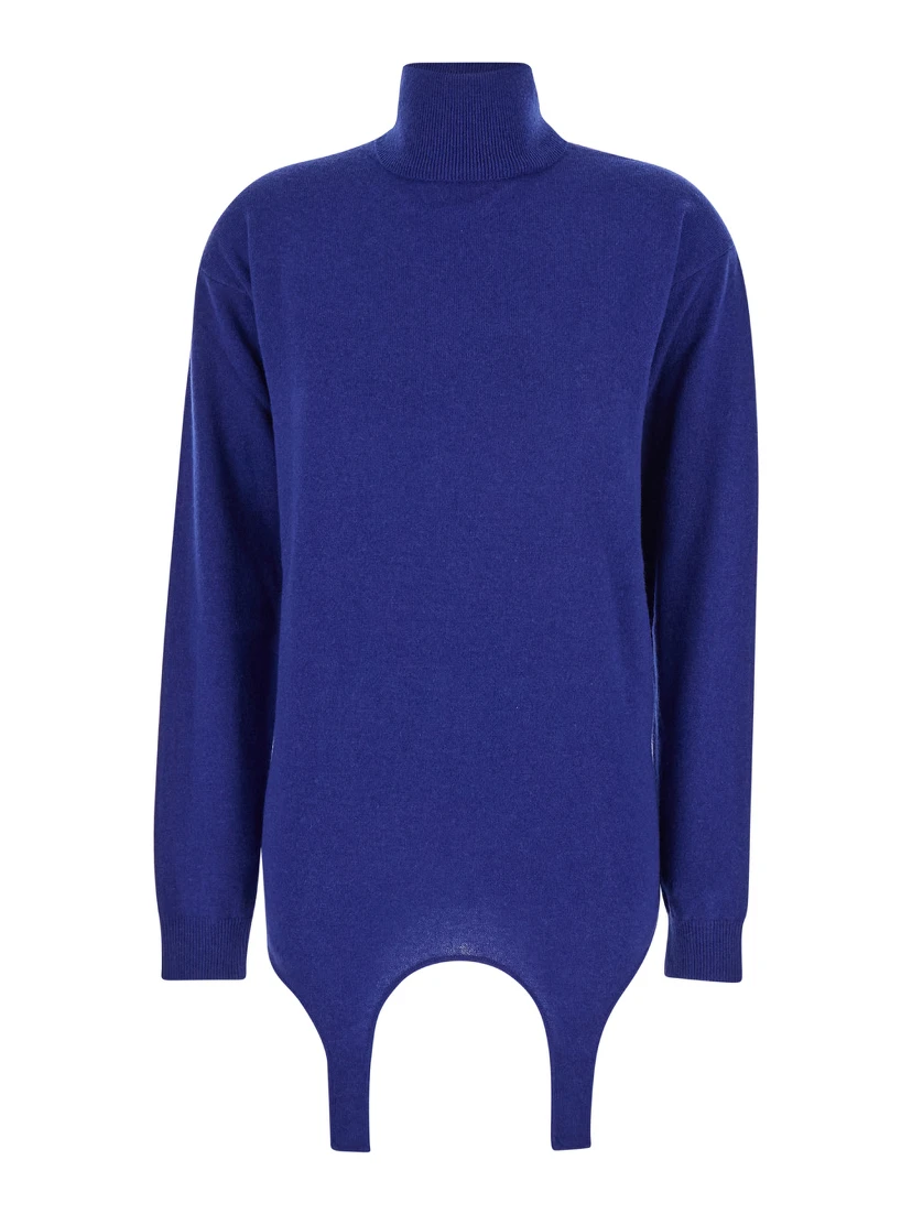 Blue Garter Turtleneck Sweater in Cashmere Woman