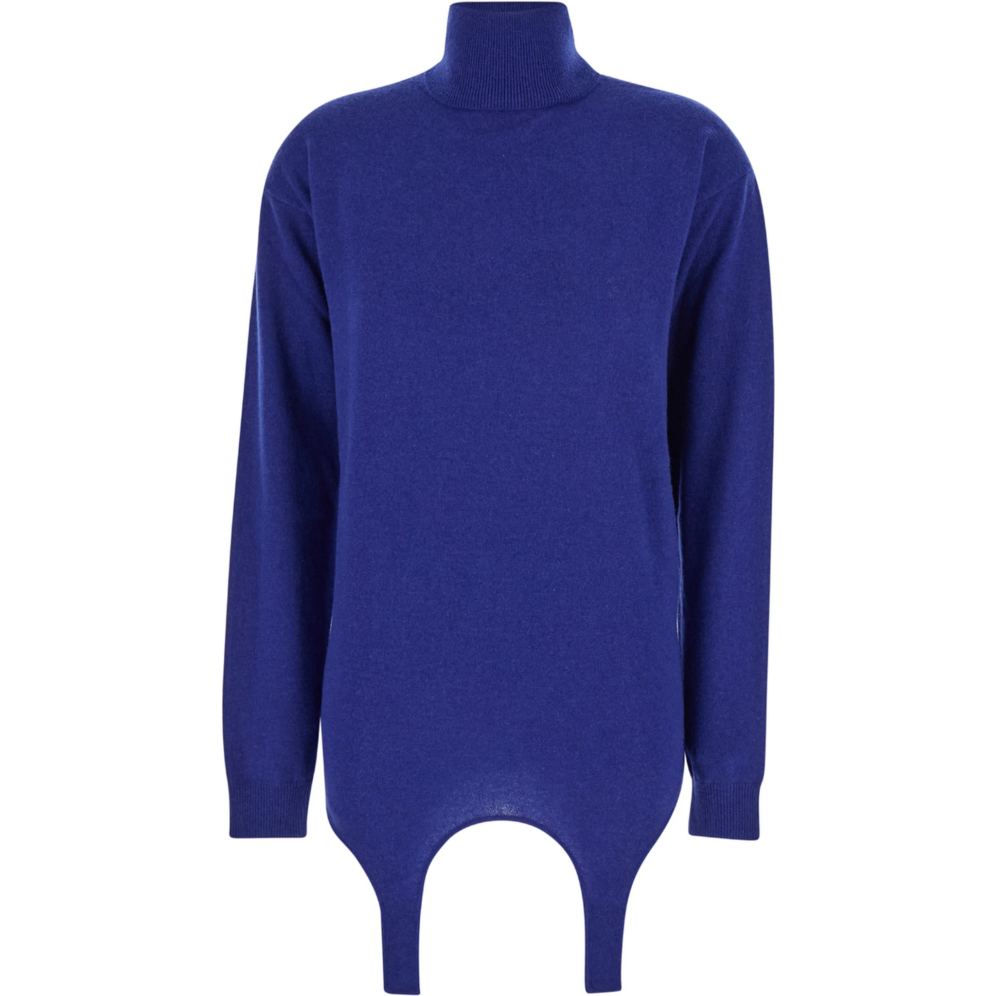 Blue Garter Turtleneck Sweater in Cashmere Woman