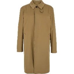 Beige Trench with Hidden Button Closure in Cotton Man