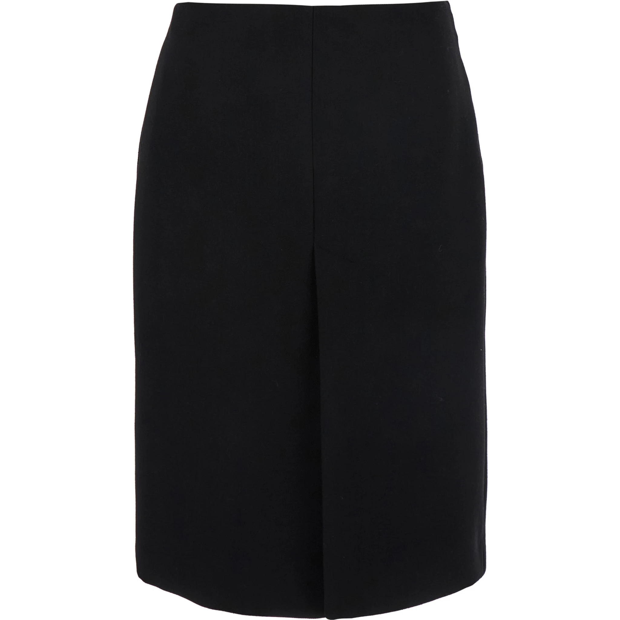 Black High Waist Skirt with Logo Lettering on Waist and Zip Puller in Wool Woman