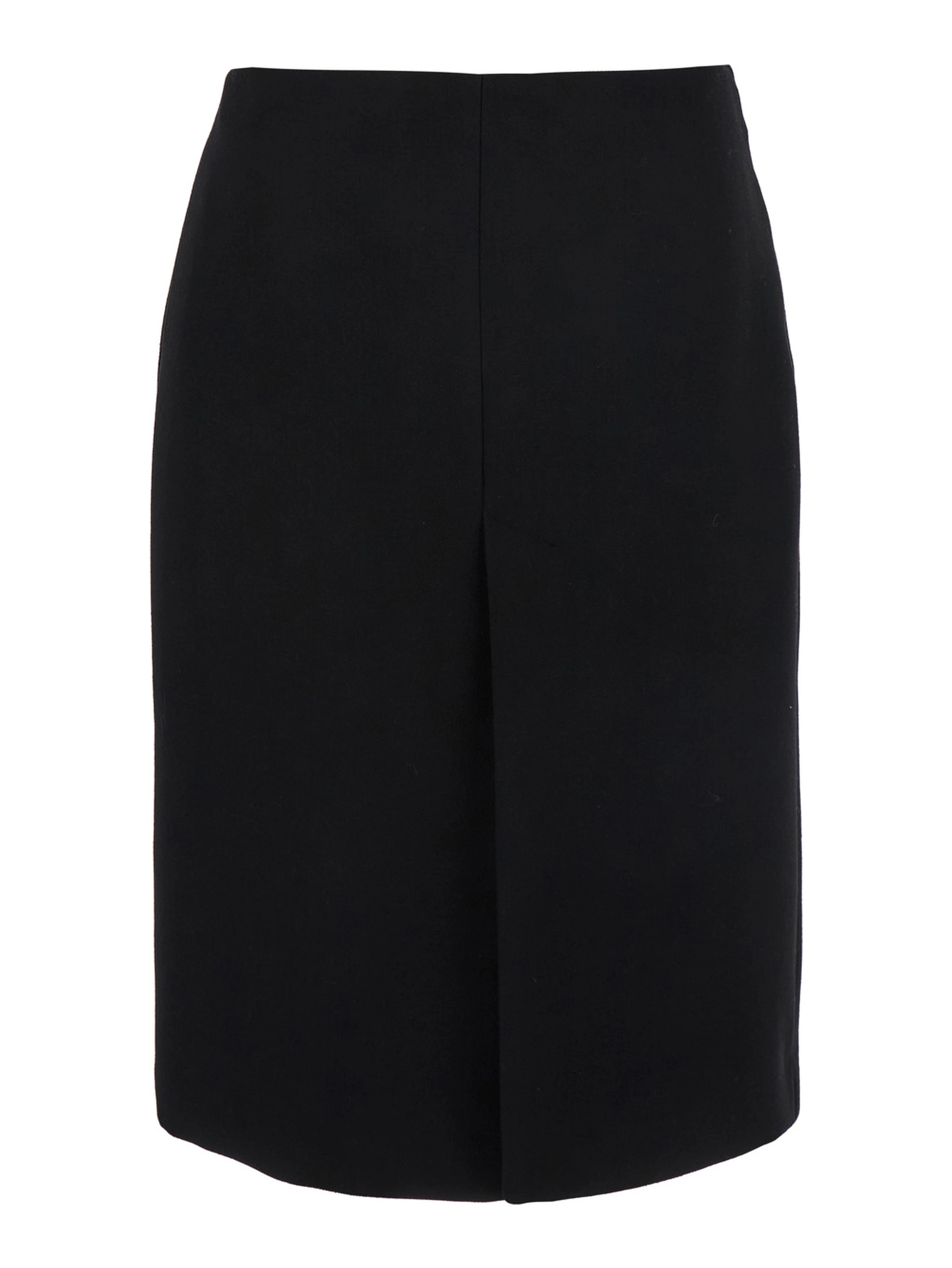 Black High Waist Skirt with Logo Lettering on Waist and Zip Puller in Wool Woman