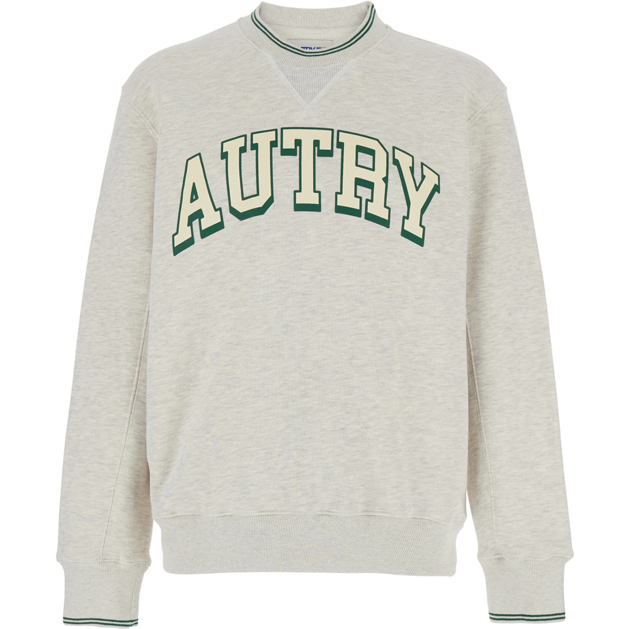 Grey Crewneck Sweatshirt with Logo Print in Jersey Man