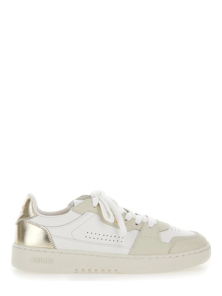 Dice Lo White Sneakers with Logo Detail and Metallic Heel Tab in Suede and Leather Woman