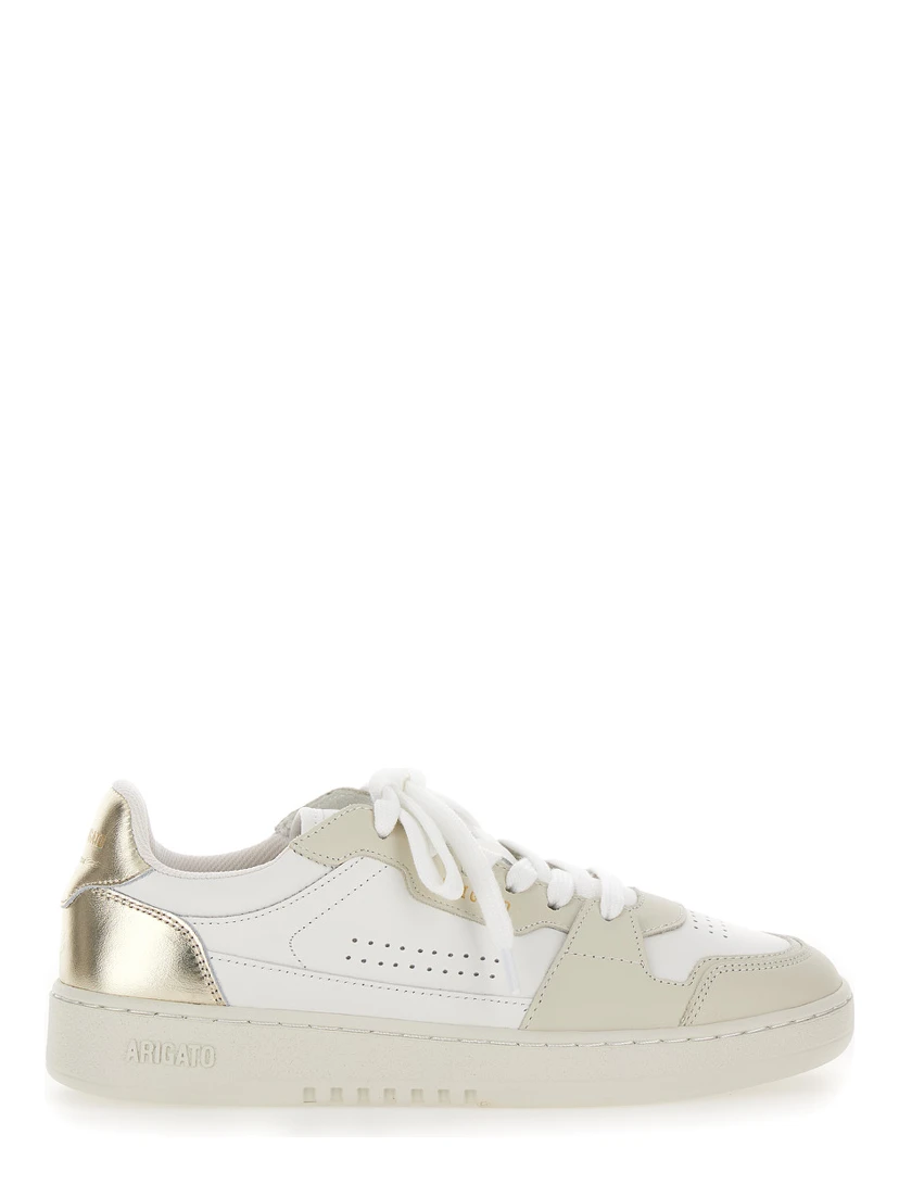 Dice Lo White Sneakers with Logo Detail and Metallic Heel Tab in Suede and Leather Woman