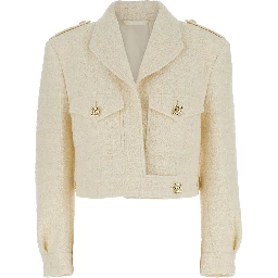 White Jacket with Logo 4G Detail on the buttons in Wool Blend Woman